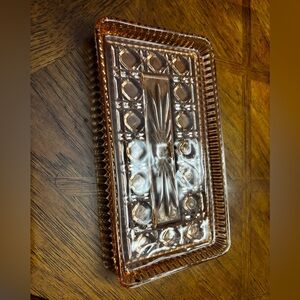 Vintage Glass Rectangular Tray Peach Indiana Glass Federal